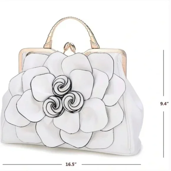 NWT WHITE Cre8tive Concepts Boutique Flower Handbag - Picture 1 of 5